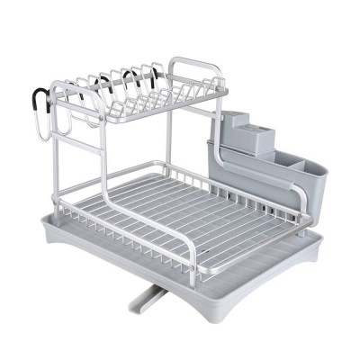 Kitchen Dish Drying Rack 2 Tier Counter-top Large Capacity 2-tier Dish Drying Rack Stainless Steel Drainer